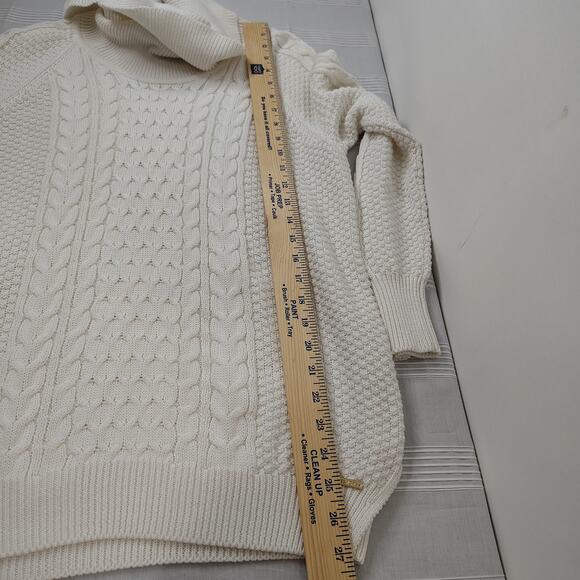 Michael Kors Heavy Cowl Neck Sweater‎ Womens Medium Cream Cable / Waffle Knit - Picture 14 of 15